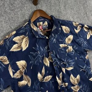 Chaps Ralph Lauren Mens L Floral Hawaiian Camp Button Up Shirt‎